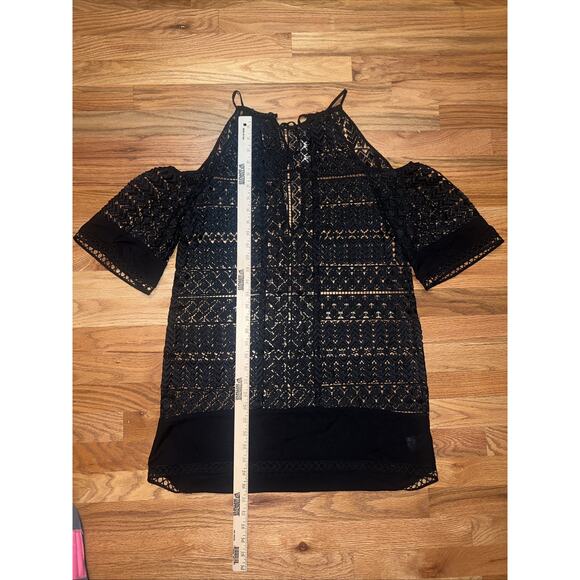 Ramy Brook Black Lace Cold Shoulder Swim Cover Up Women’s Size XS/S Keyhole Back - Picture 3 of 8